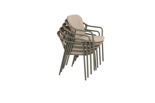 4SO Manitoba stapelbare tuinstoelen met zit-en rugkussen (olive) - 6